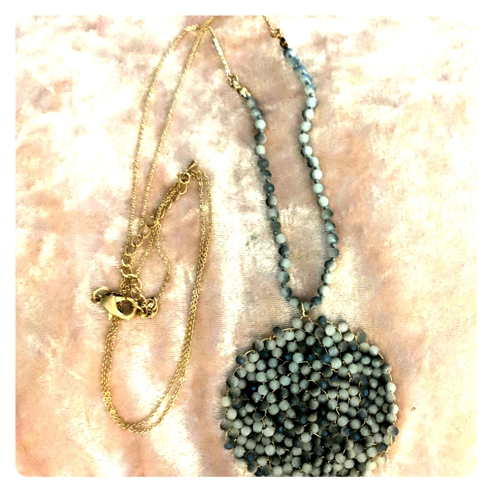 Blue gray long necklace